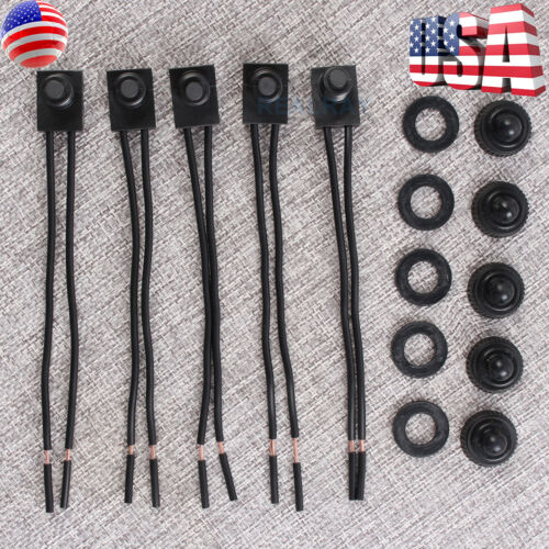 5pcs 12v 4" Wire Leads Waterproof On-off Push-button Switch For Motorcycle Car