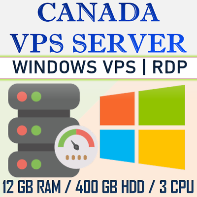 Canada Windows Vps Server / Rdp Server / Vps Hosting - 12 Gb Ram + 400 Gb Hdd