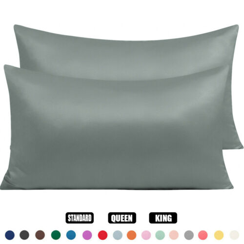2 Pieces Satin Silk Pillowcases Standard Queen King Ultra Soft For Hair And Skin