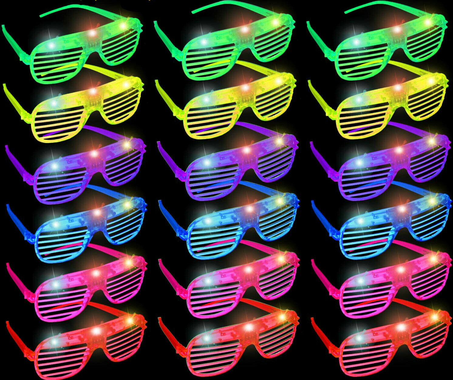 18 Pcs Led Shutter Glasses Light Up Shades Flashing Rave Wedding Party Birthday