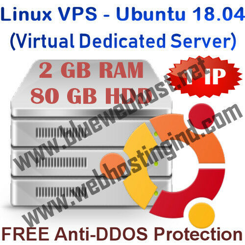 Linux Vps - Ubuntu 18.04 (virtual Dedicated Server) 2gb Ram + 80gb Hdd
