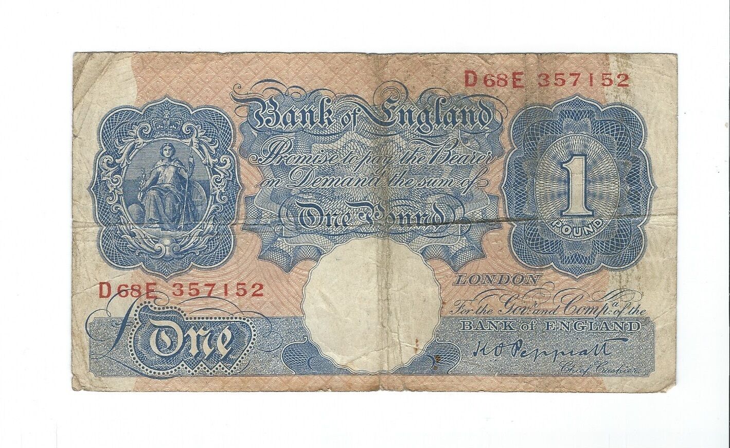 England - One (1) Pound, 1940-48