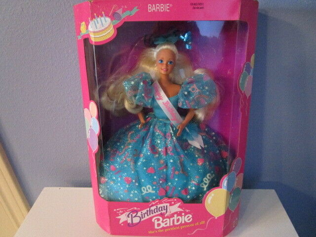 Birthday Barbie Doll 1993 She's The Prettiest Present Of All New In Box Blue