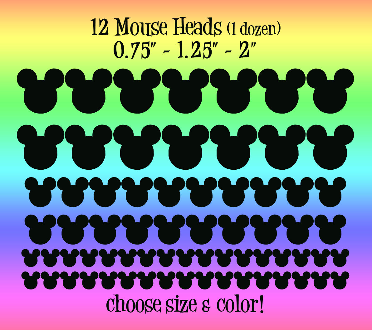 1 Dozen - Mickey Mouse Heads Party Supply Stickers -12 Premium Bulk Vinyl Decals