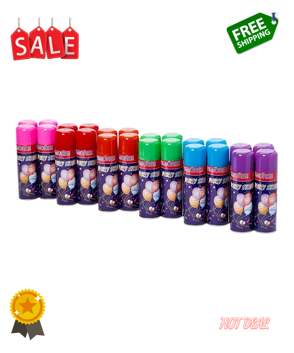 New | 24 Cans Party Pack Of Party Streamer Spray Silly String Cans,  | Free Ship