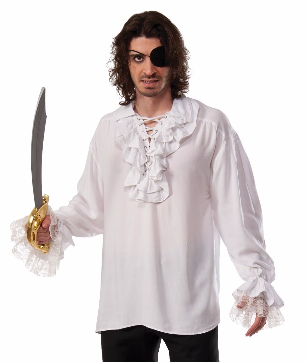 Ruffled Pirate Shirt Renaissance Colonial Gothic Dracula Poet Vampire White Fast