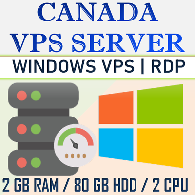 Canada Windows Rdp Vps Server/ Vps Hosting 2gb Ram + 80gb Hdd