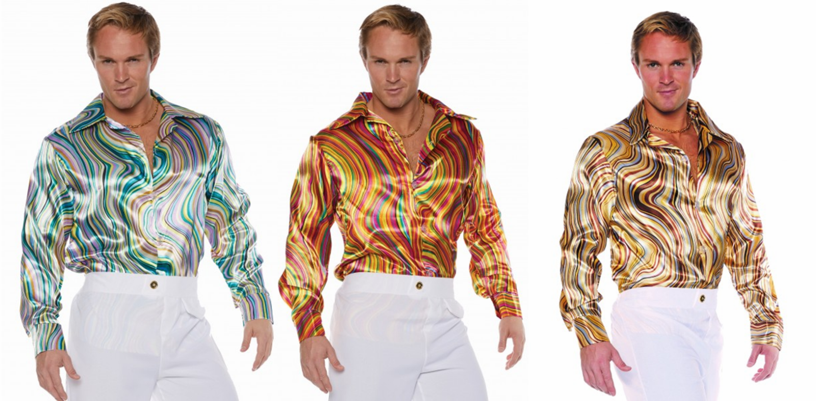 70s 80s Mens Disco Shirt Swirls Costume Dance Saturday Night Fever Pimp Shiny