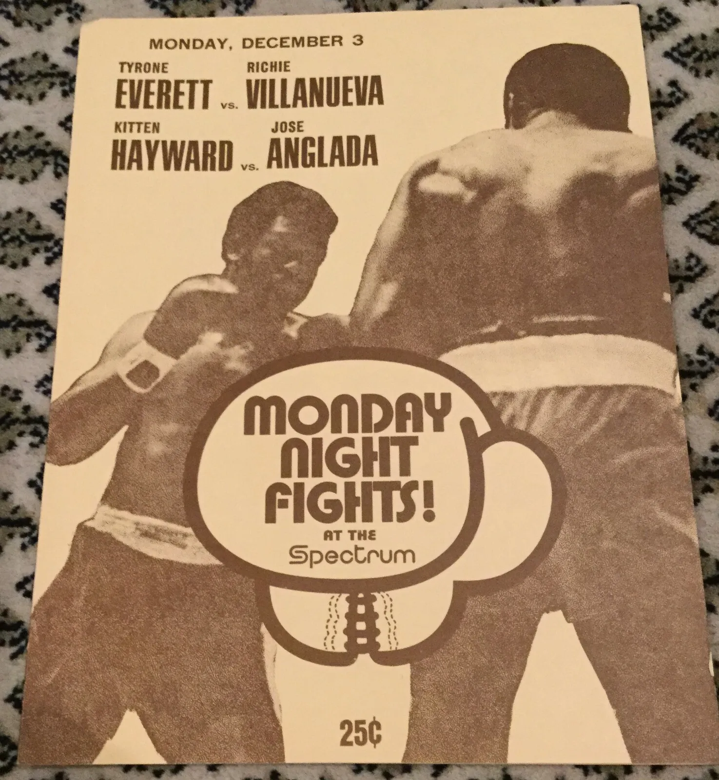 Tyrone Everett V Villanueva-fw/kitten Hayward V Anglada-mw-1973-boxing Program