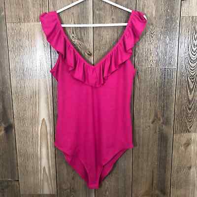Socialite Ribbed And Ruffled Body Suit Size Large