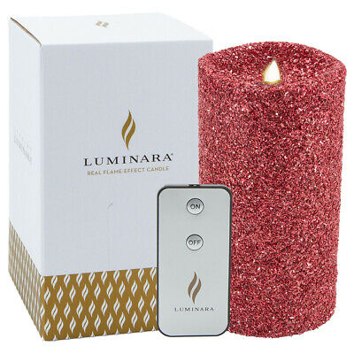 Luminara 7” Flameless Candle Pillar Glitter Led Light Real Flame Effect Remote