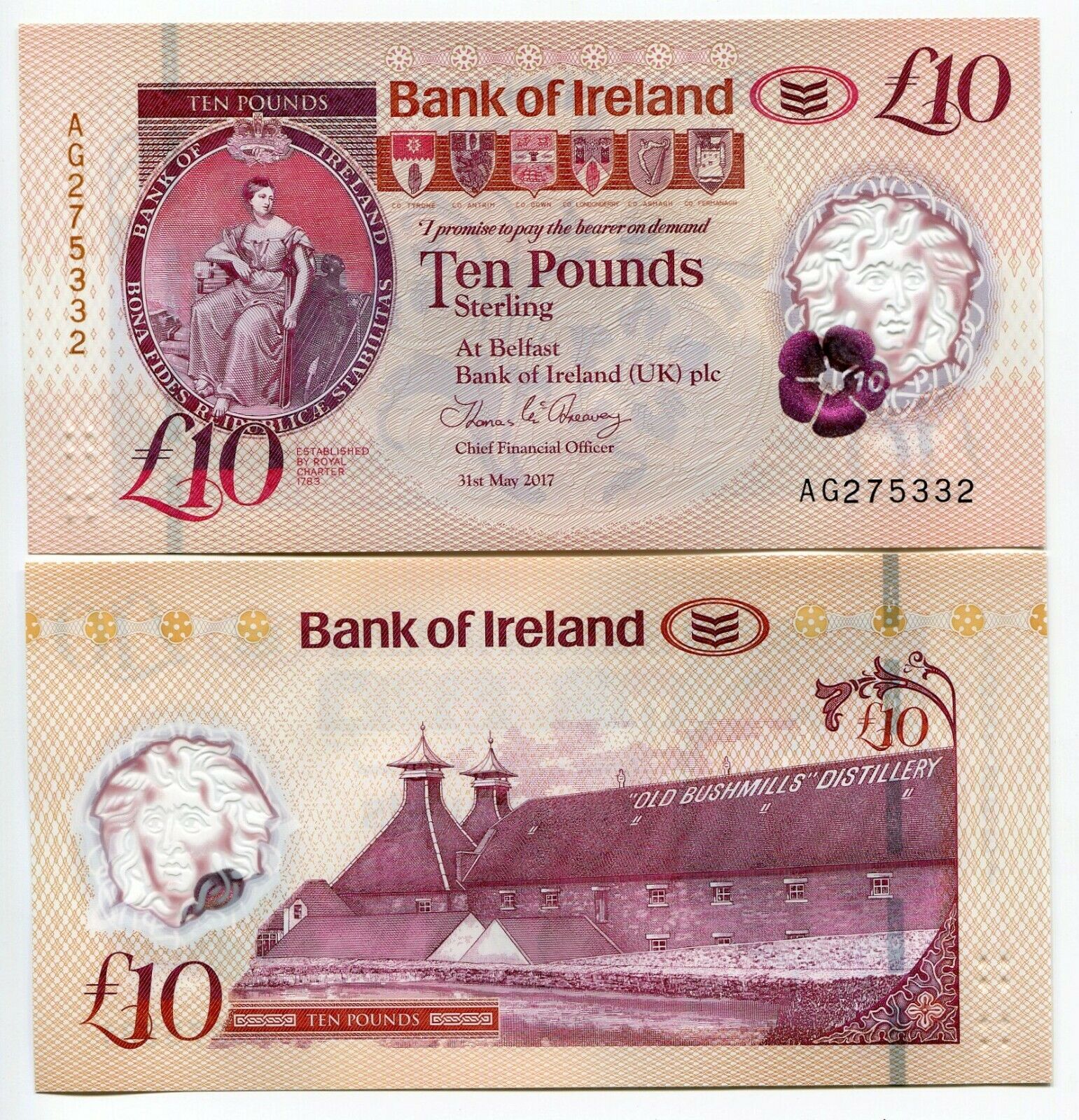 North Northern Ireland 2017 2019 Banknote 10 Pounds Unc