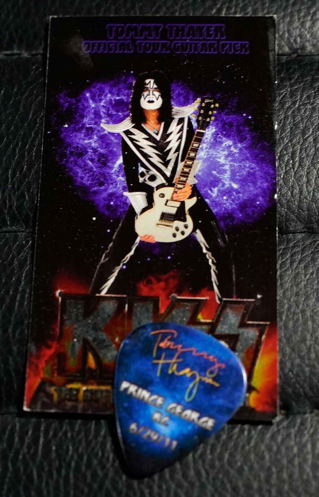 Kiss 062911 Prince George Tommy Thayer Guitar Pick Hottest Show Earth Tour
