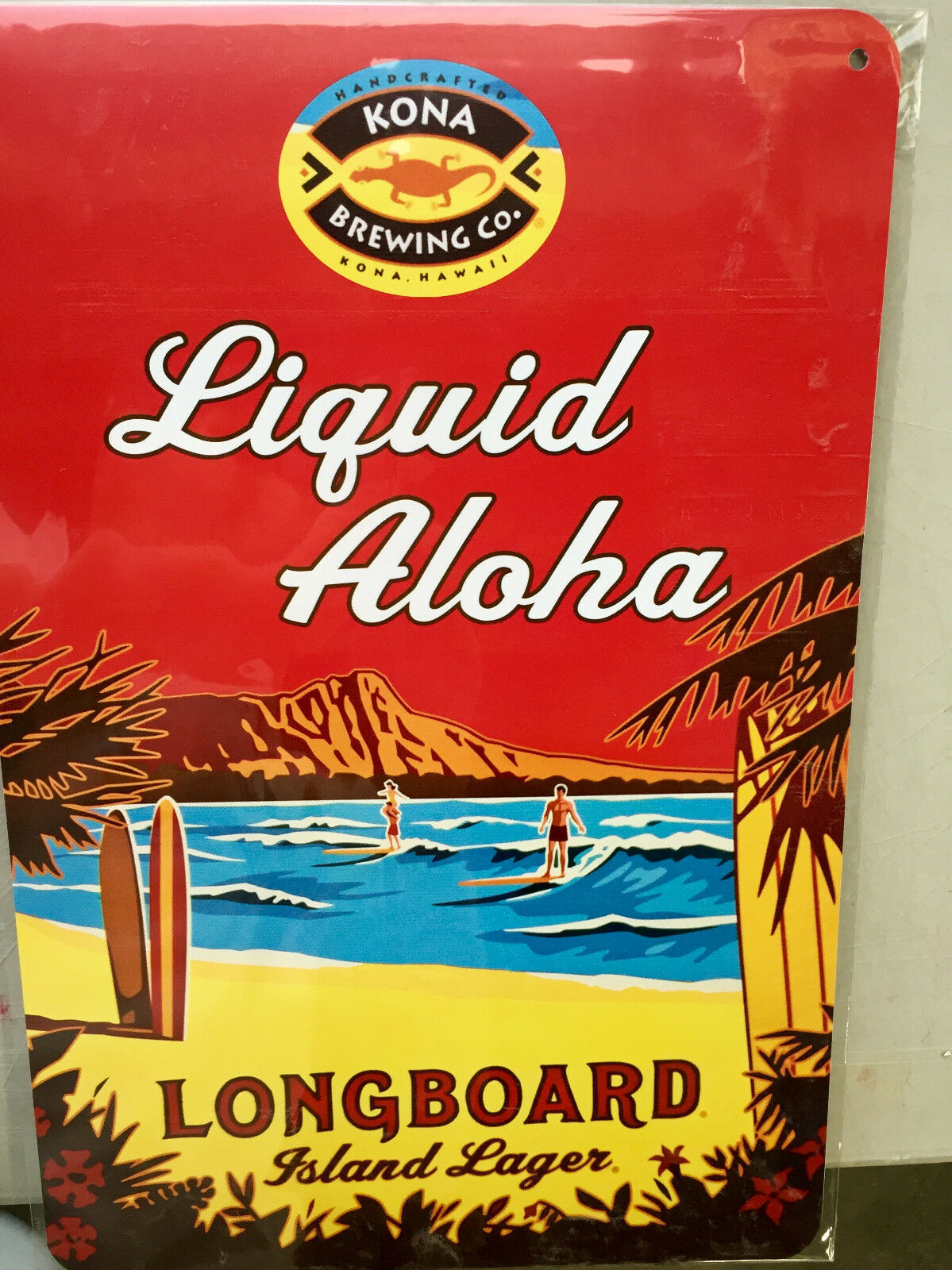 Longboard Island Lager - Liquid Aloha - Kona Brewing Beer Metal Sign New 18"x12"