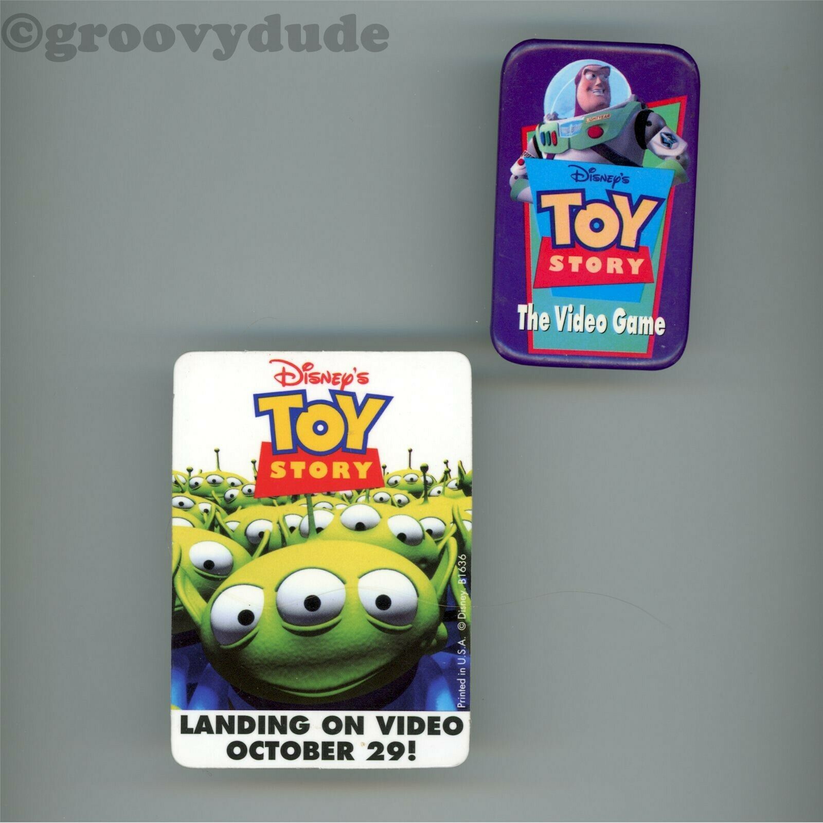 2 Disney's Toy Story Video Game Release 1996 Pixar Pin Pinback Button Badge Lot