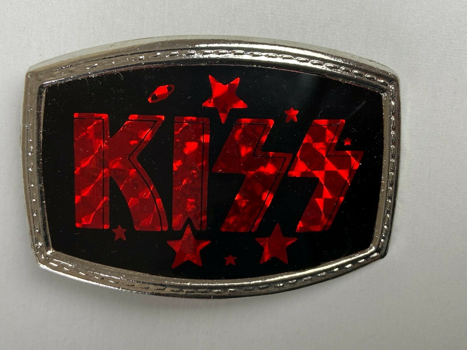 Kiss Vintage Band Belt Buckle Red Prism Logo Stars Planets Aucoin Era 1977 1978