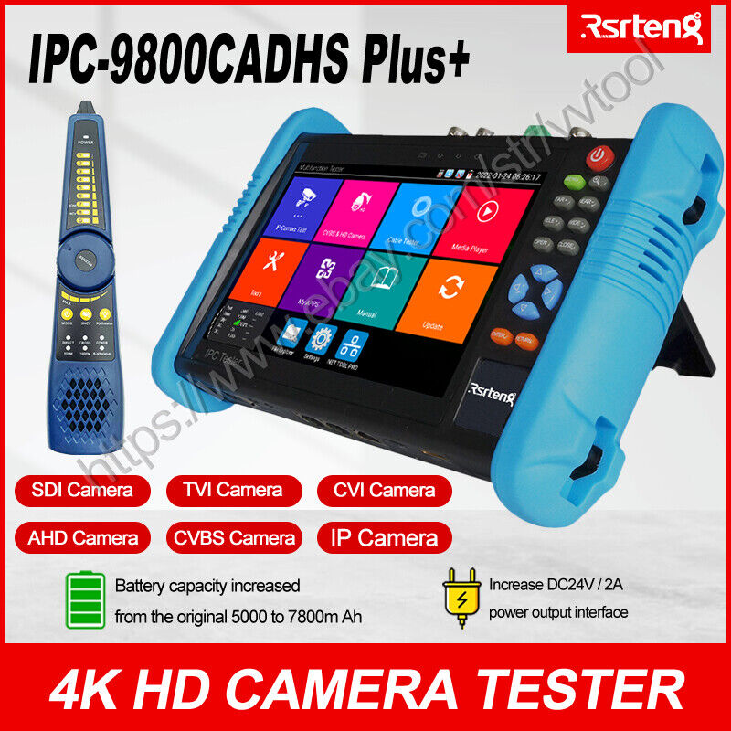 Rsrteng Ipc-9800cadhs Plus+ Cctv Camera Tester 4k Wifi Ip Ahd Cvi Tvi Sdi Hdmi