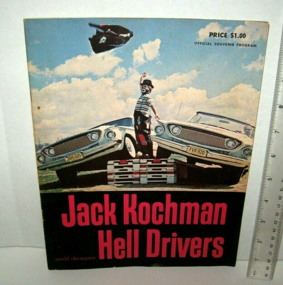 Vtg Jack Kochman Hell Drivers Program Car Stunt Driver Thrill Show Clowns 60's?