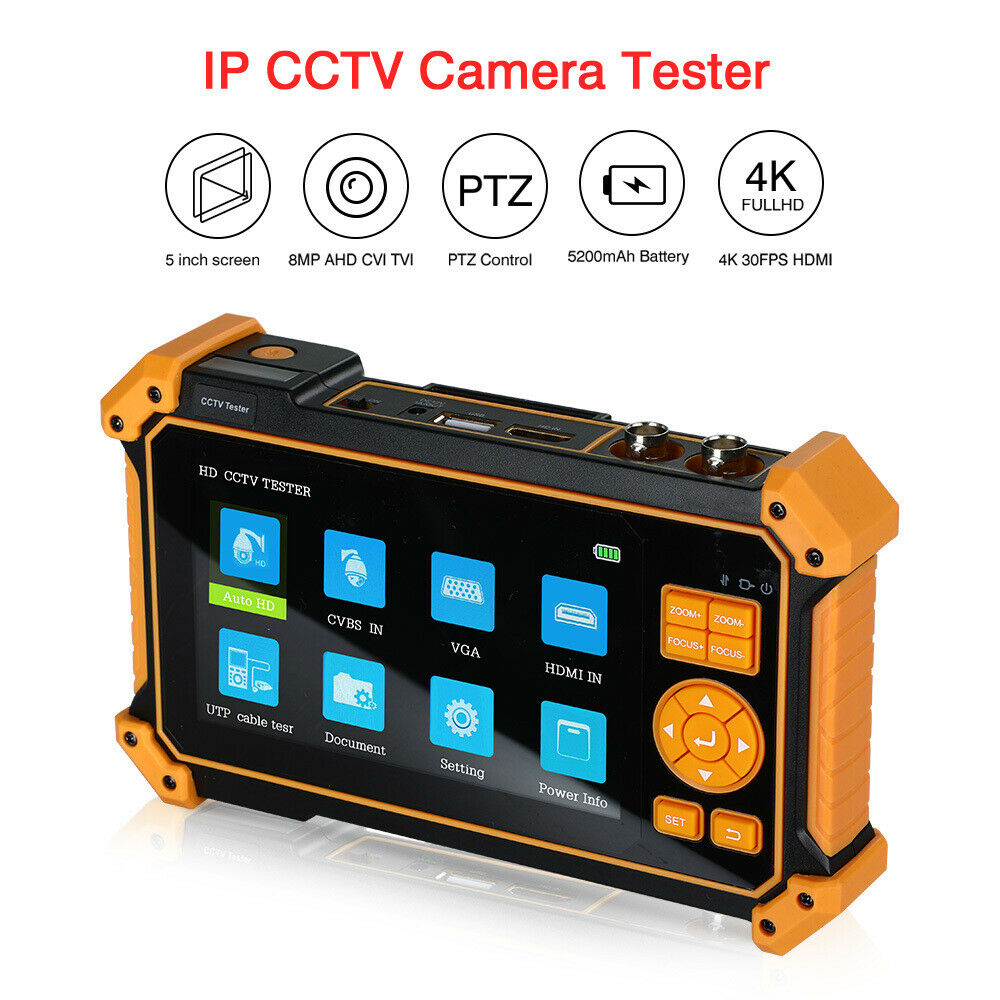 4in1 Cctv Camera Tester Ahd Tvi Cvi Sdi Analog Monitor Hdmi Vga 4k H.265