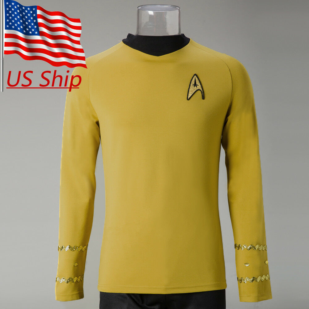 Star Trek Captain Kirk Shirt Costume Tos The Original Series Yellow Uniform New
