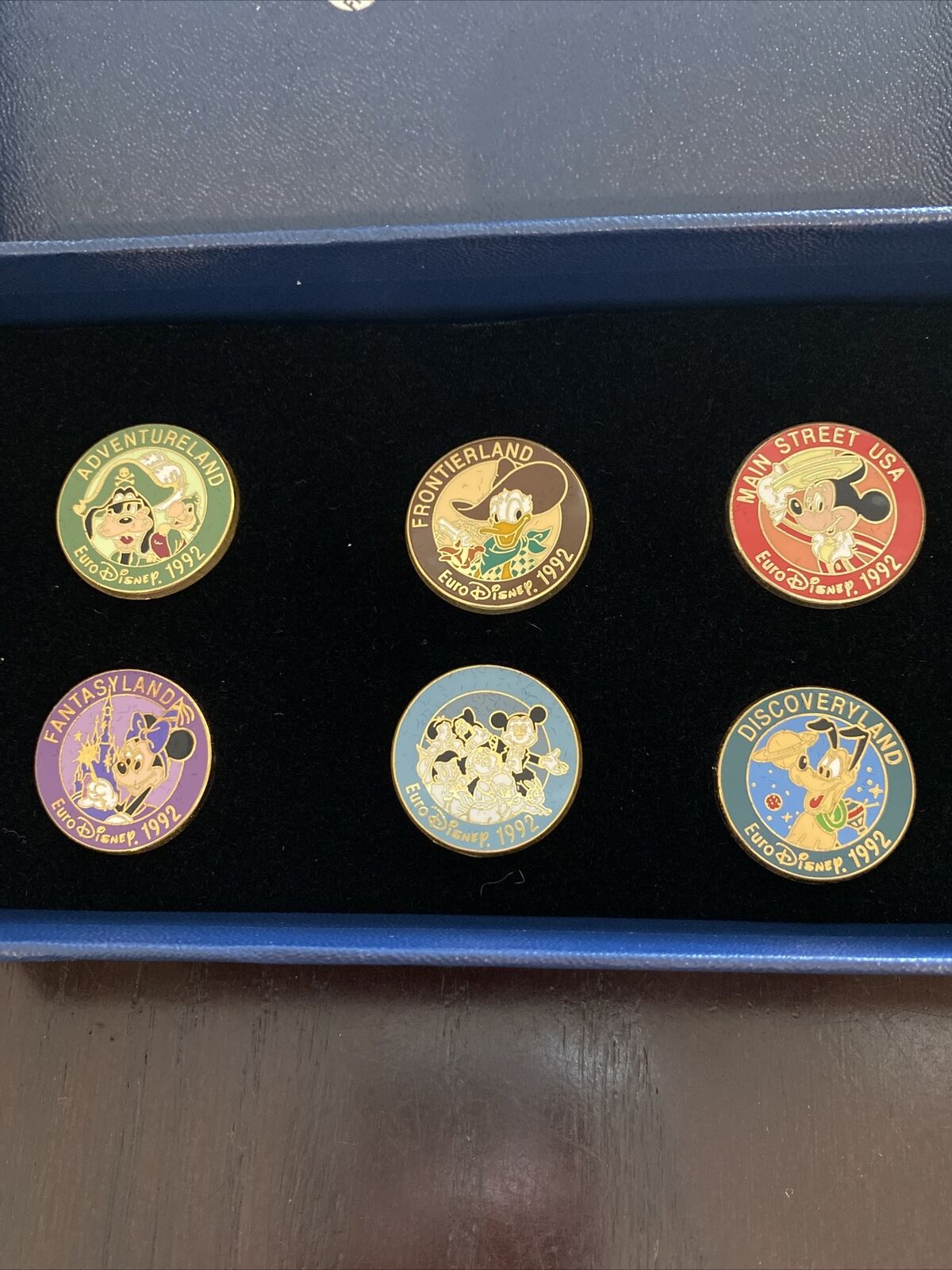 1992 Opening Euro Disney Disneyland Paris Lands Goofy Pluto Boxed 6 Pin Set