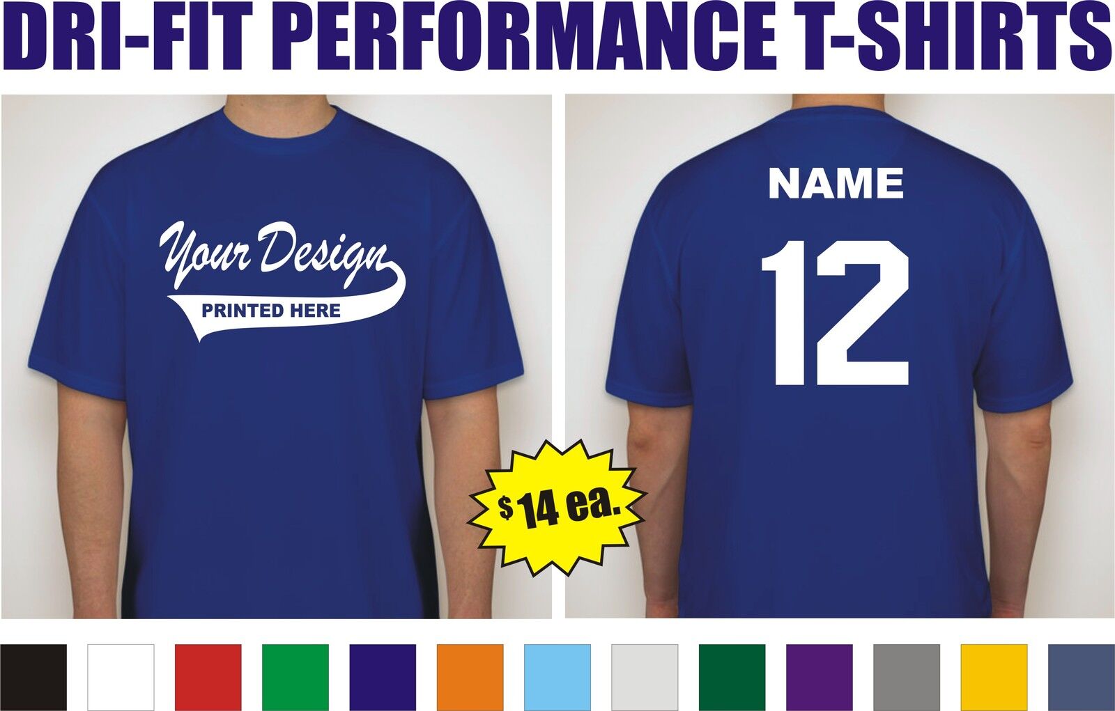 2 Custom Printed Dri-fit Moisture Wicking Baseball Team T-shirts